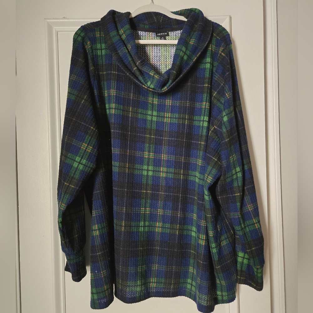 Torrod Plaid Cowl Neck Sweater